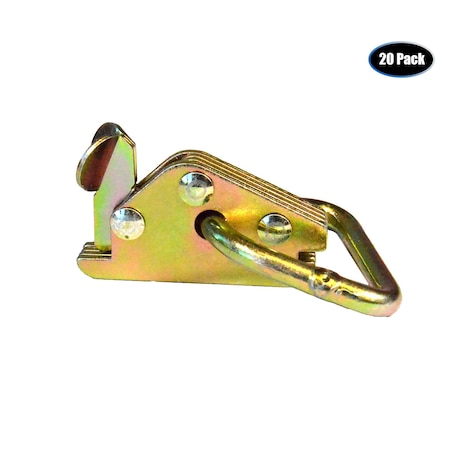 Tie 4 Safe E Track Fitting w/ D Ring, WLL- 2,000 lbs, PK20 A10218D-20